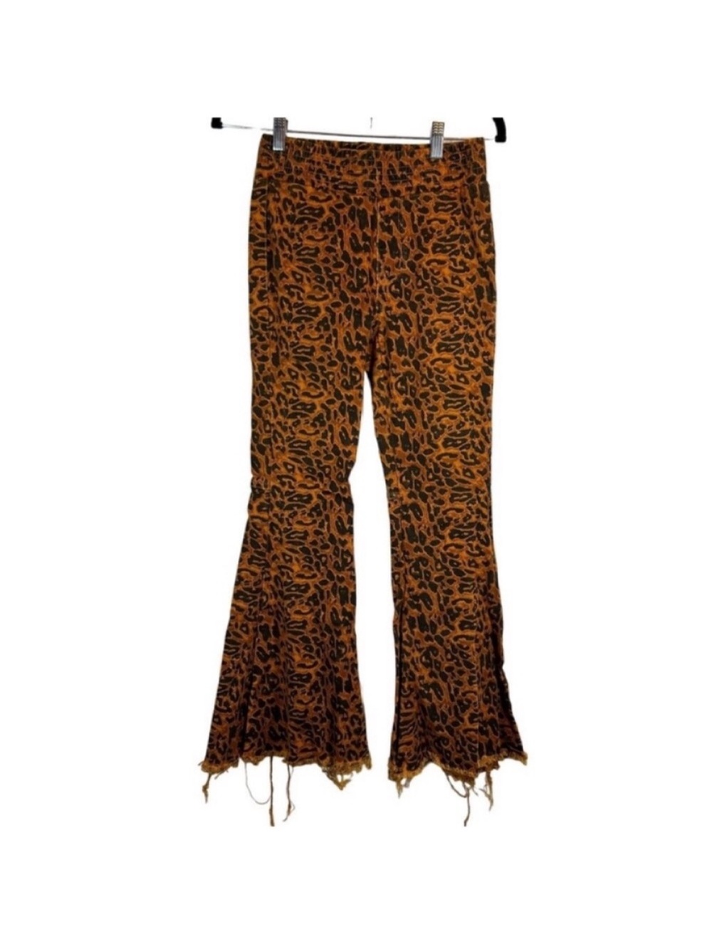 Turquoise Haven high rise distressed wide leg leopard print jeggings